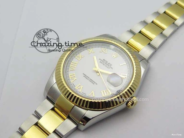 MiroTime 0404 DateJust II 116333 SS YG 41mm EW Best Edition White Dial Roman Markers On SS Bracelet A Casual 3821